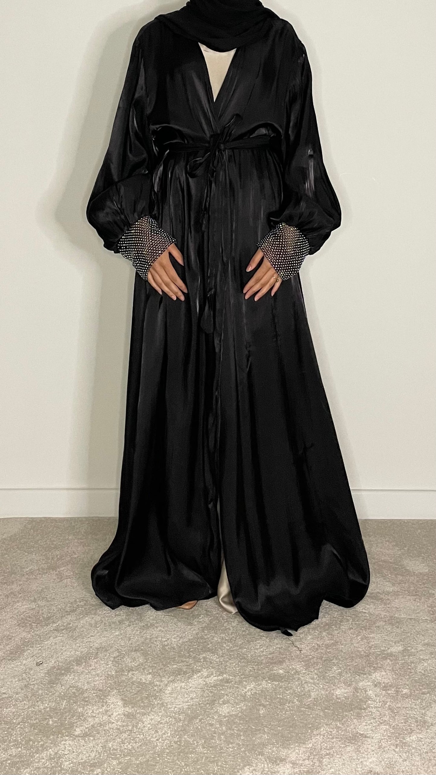 Layla Diamanté One Piece Belted Abaya