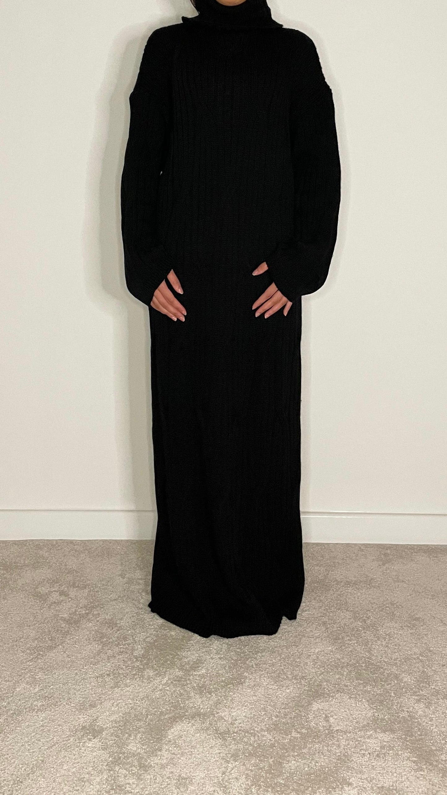 Nima Cable Knit Turtle Neck Maxi Dress