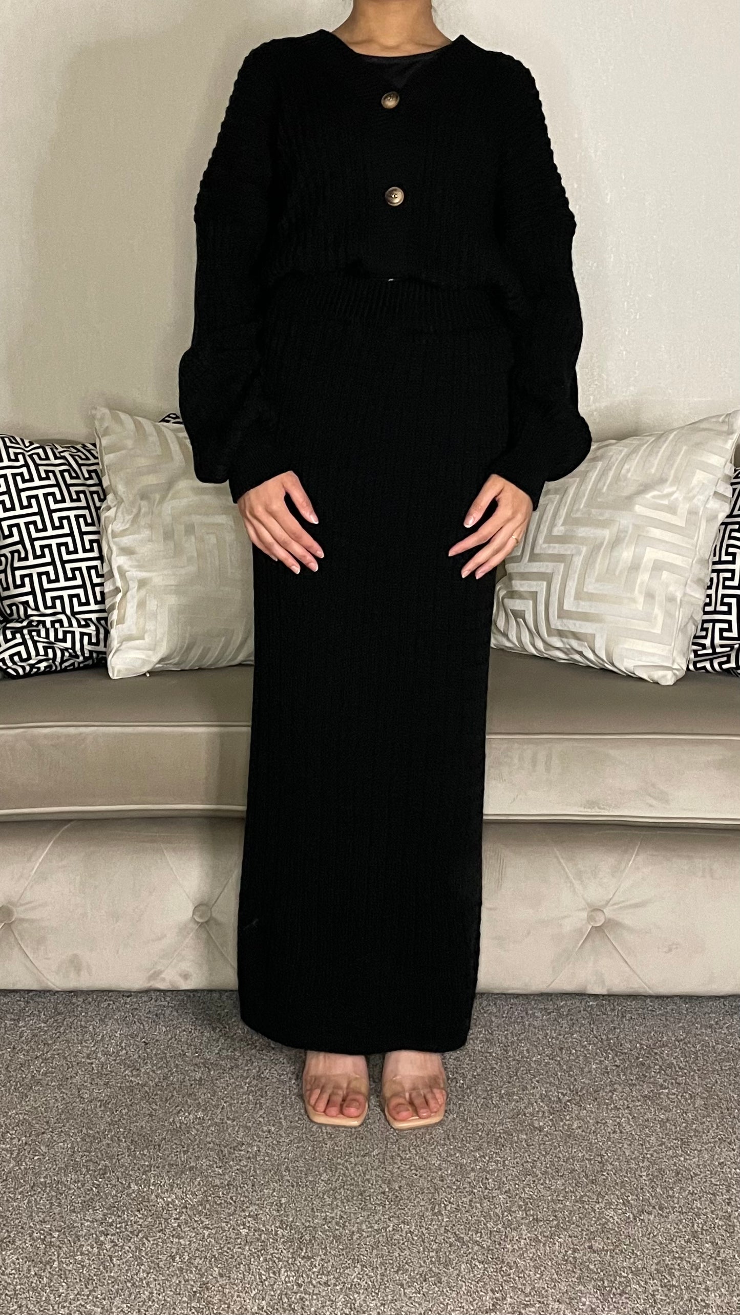 Haya Knitted Cardigan and Skirt Co-ord