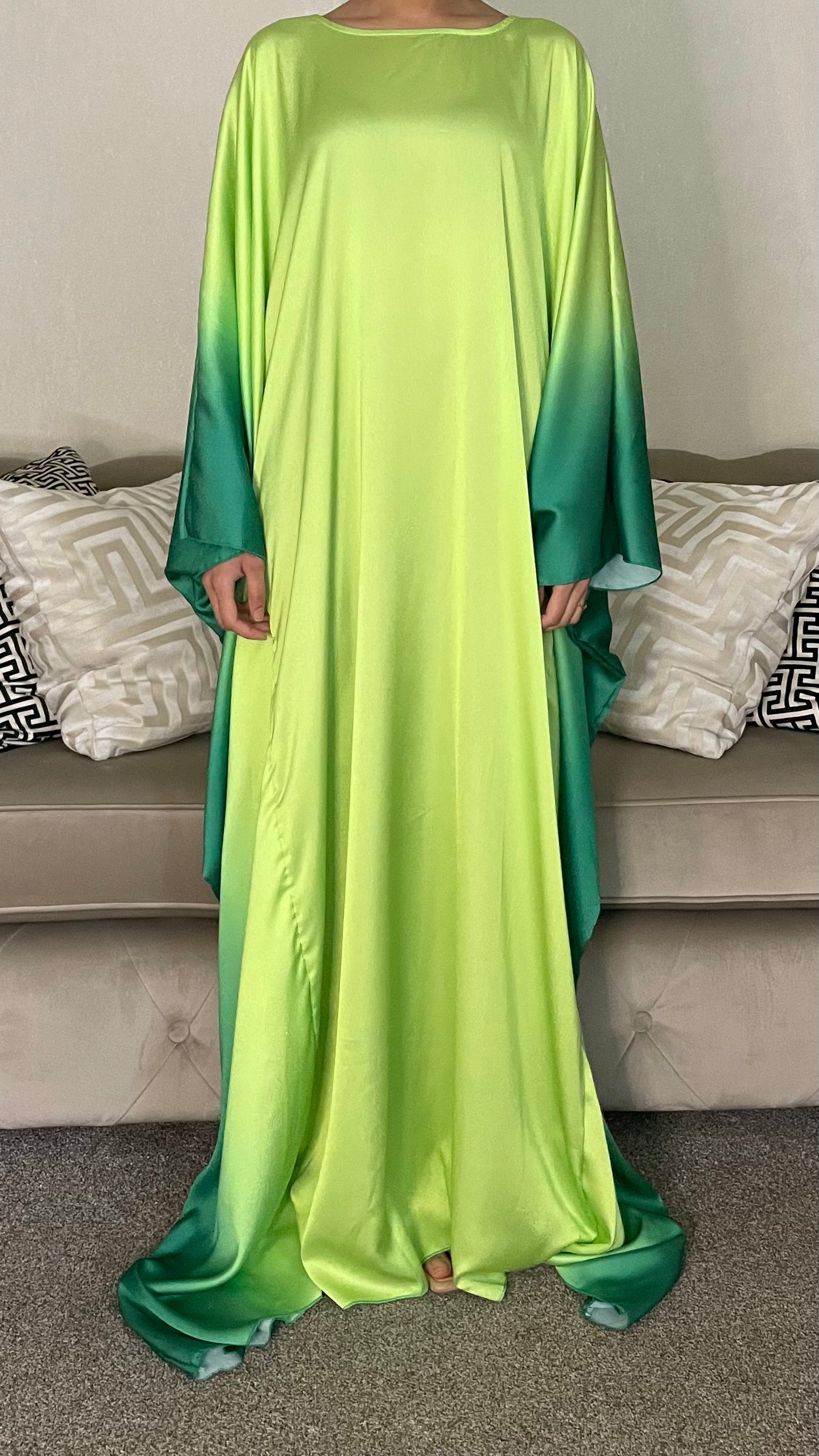 Luna Satin Ombre Maxi Kaftan Dress