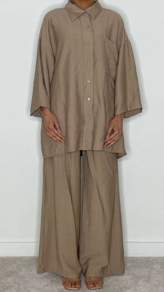 Inayah Linen-feel Shirt and Trouser Co-ord Set