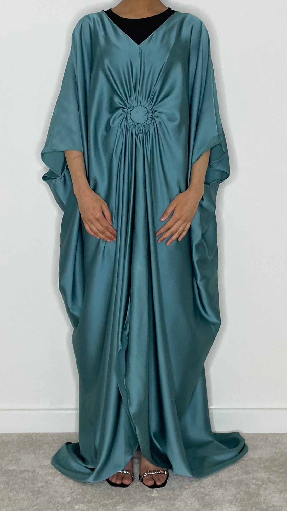 Yusra Satin Gathered Maxi Dress