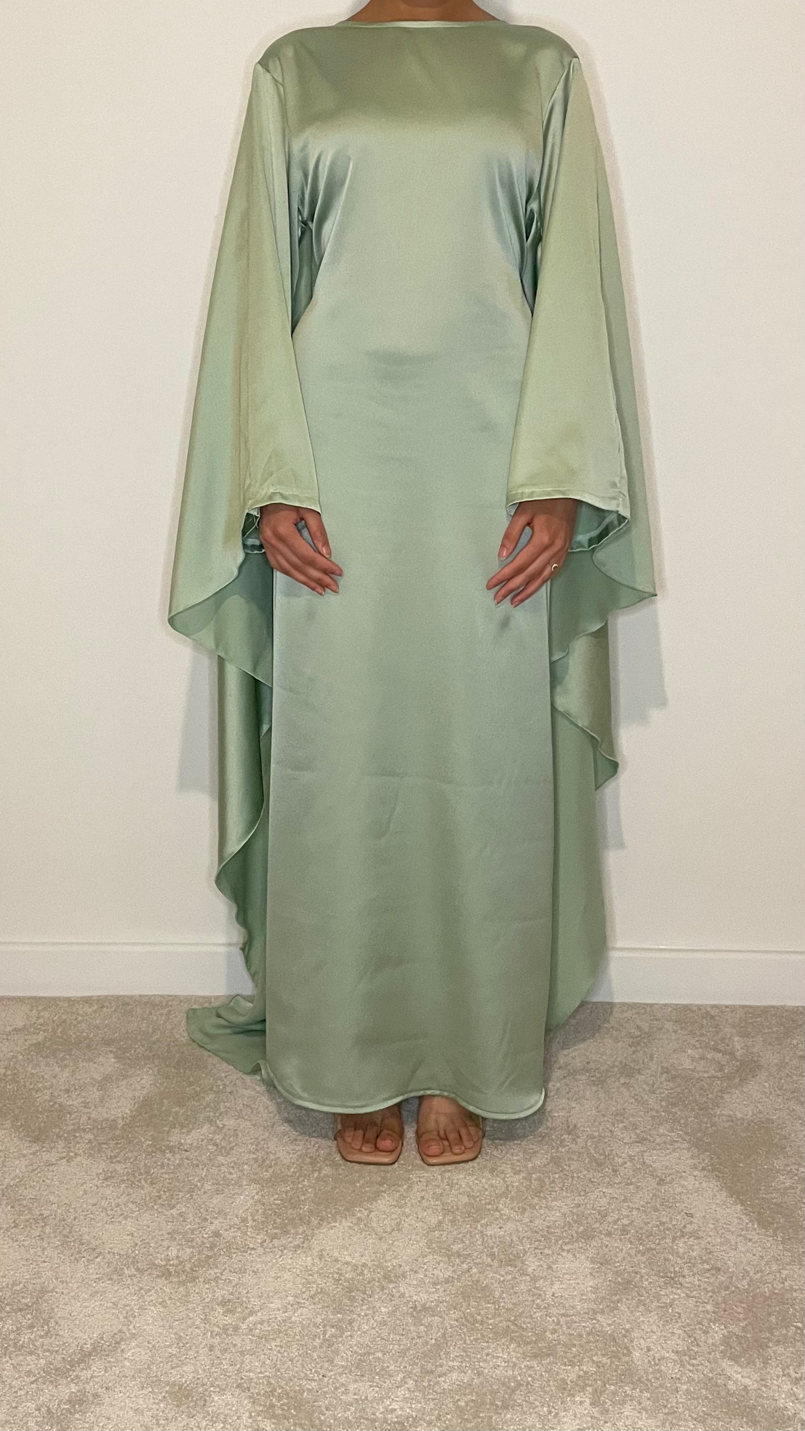 Nadia Satin Maxi Cape Dress – Parisa Clothing