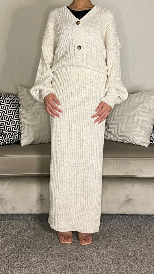 Haya Knitted Cardigan and Skirt Co-ord