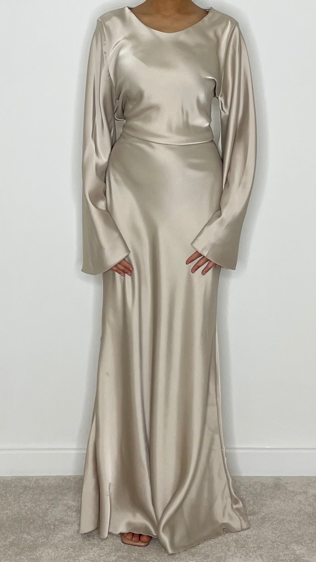 Hala Tie-Back Maxi Satin Dress