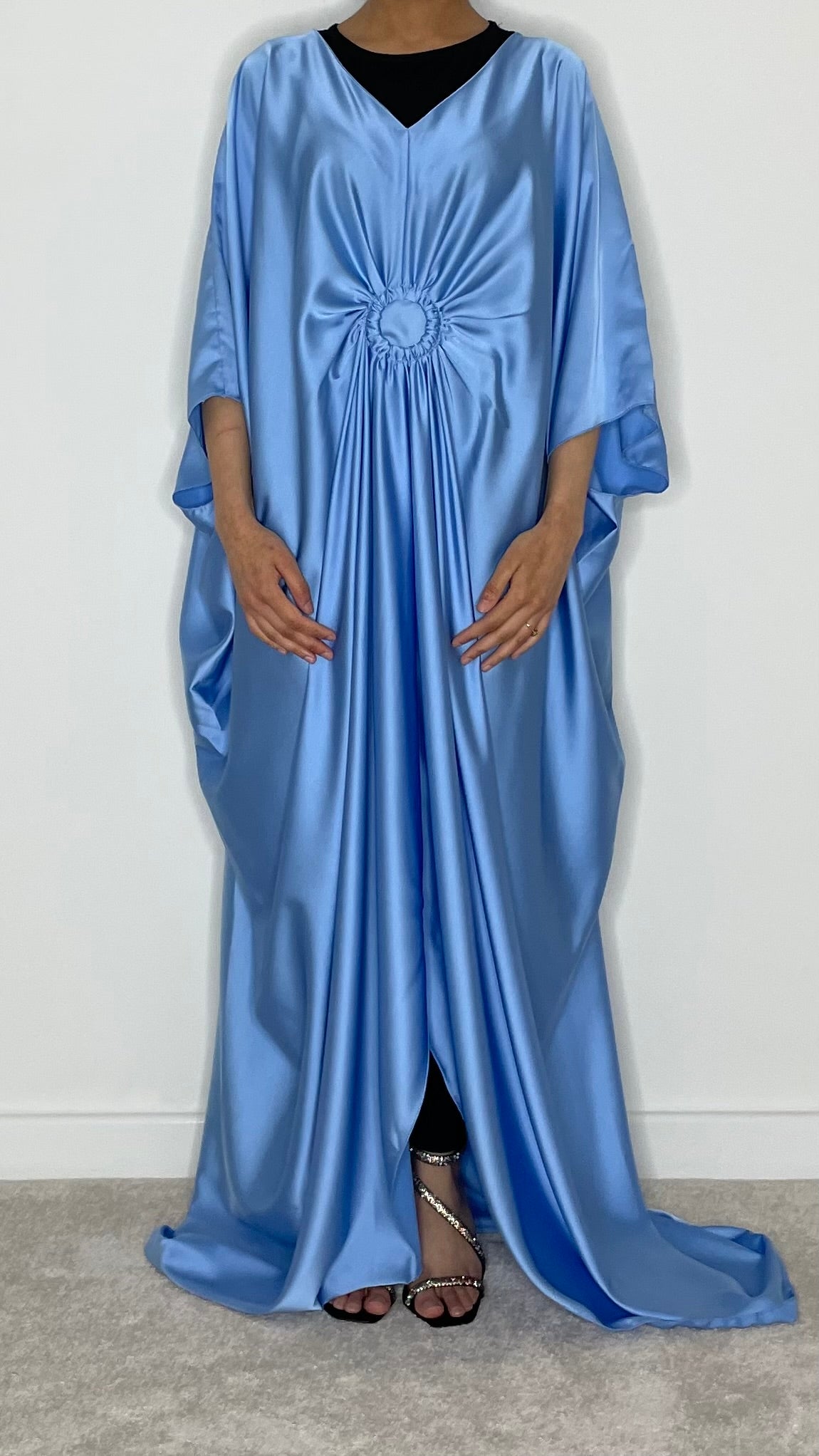 Yusra Satin Gathered Maxi Dress