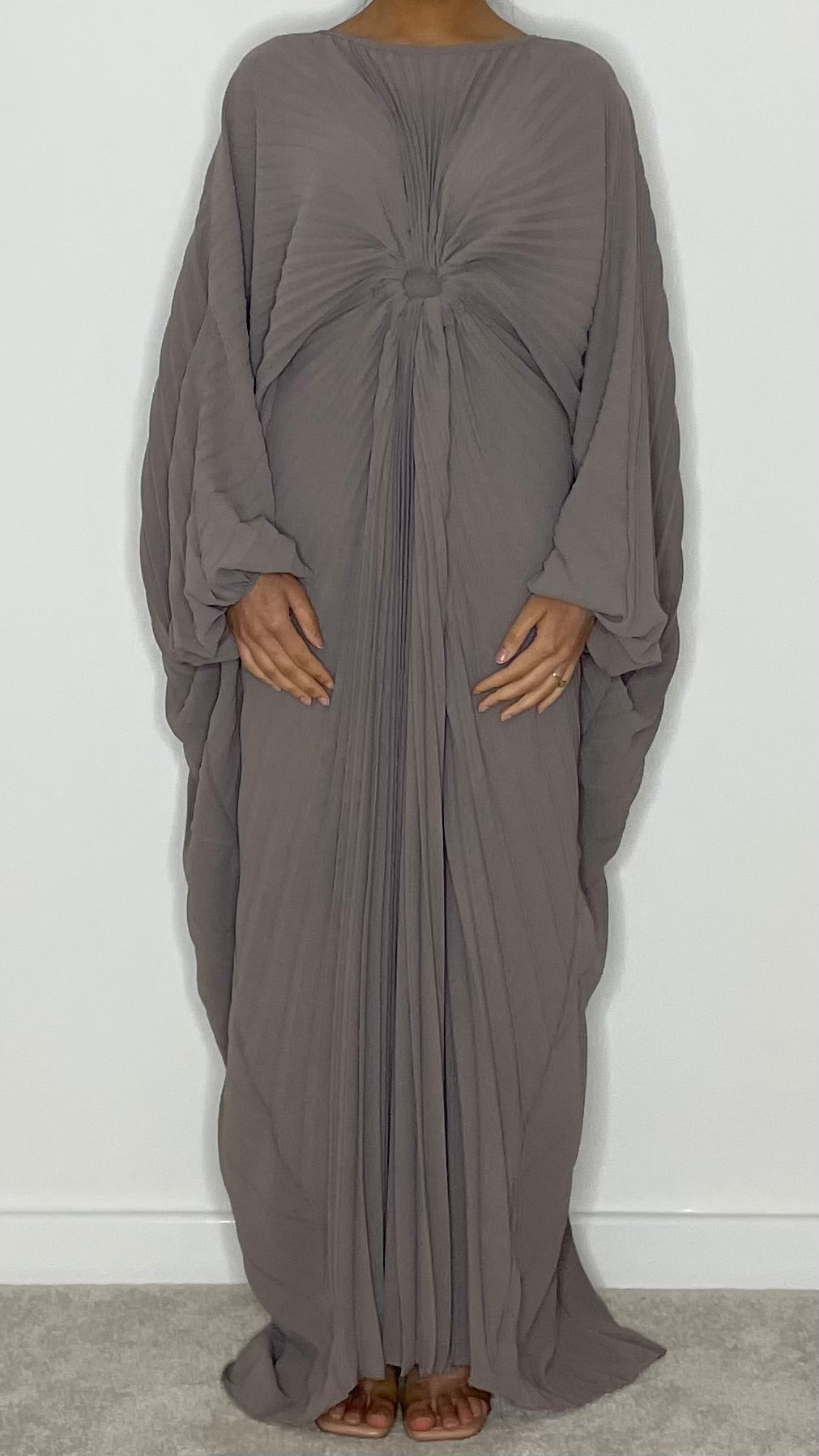 Safa Cotton Gathered Maxi Kaftan Dress with Elasticated Inner Belt