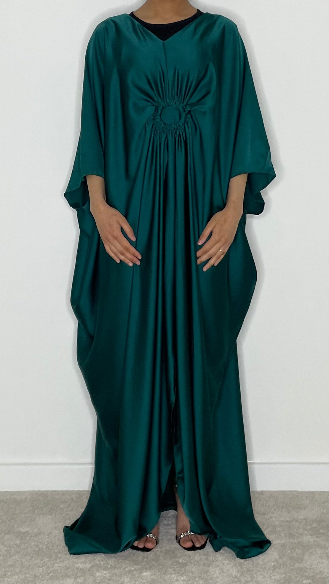 Yusra Satin Gathered Maxi Dress