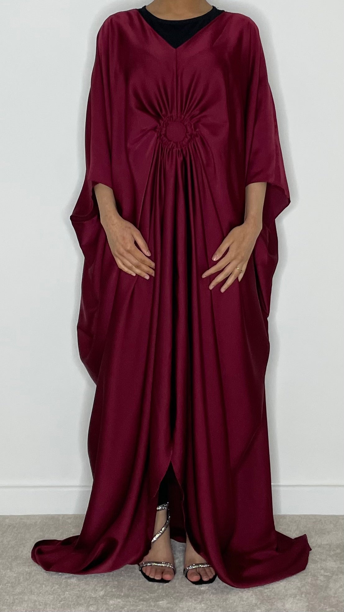 Yusra Satin Gathered Maxi Dress