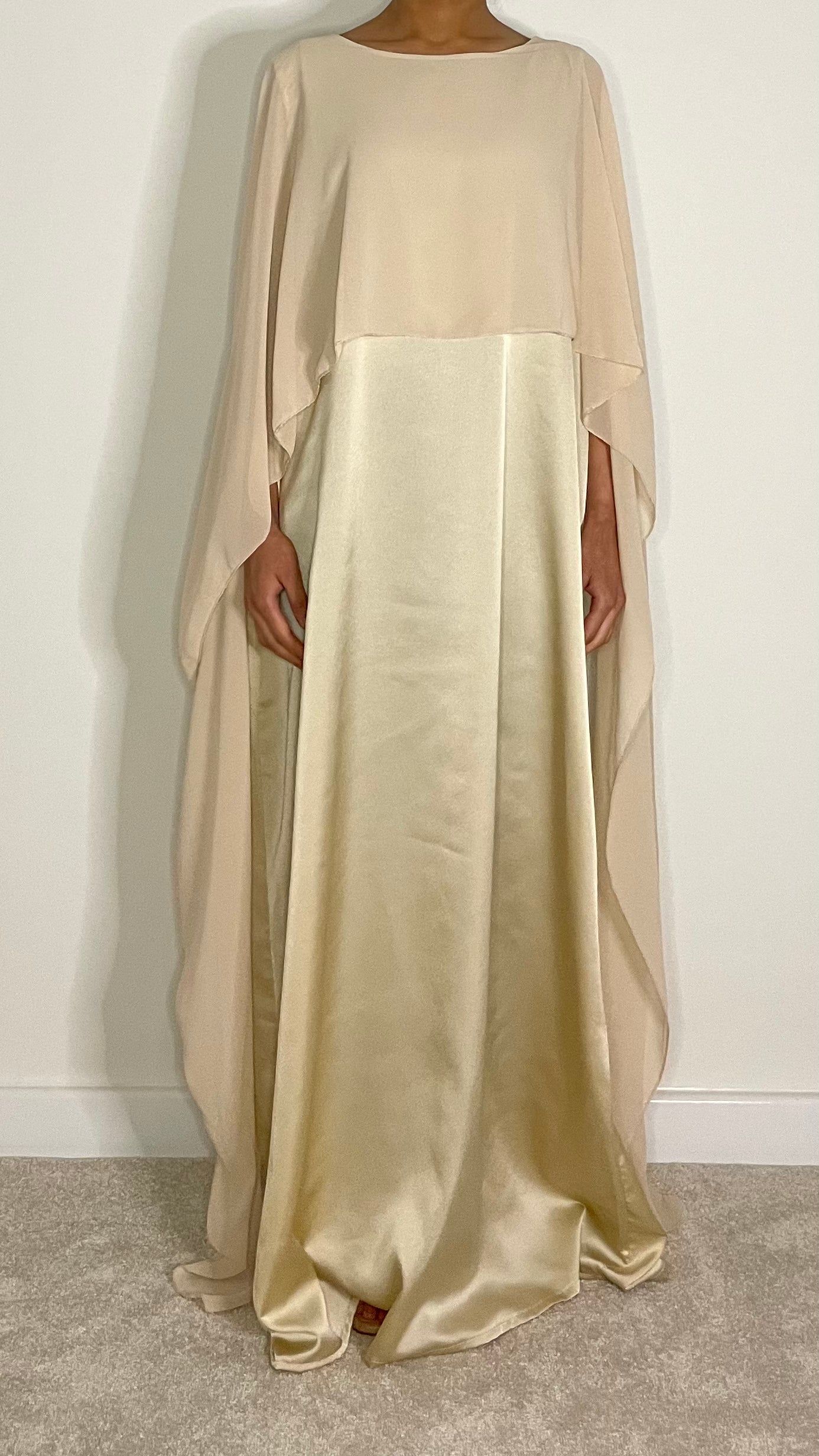 Rania Satin Maxi Cape Dress