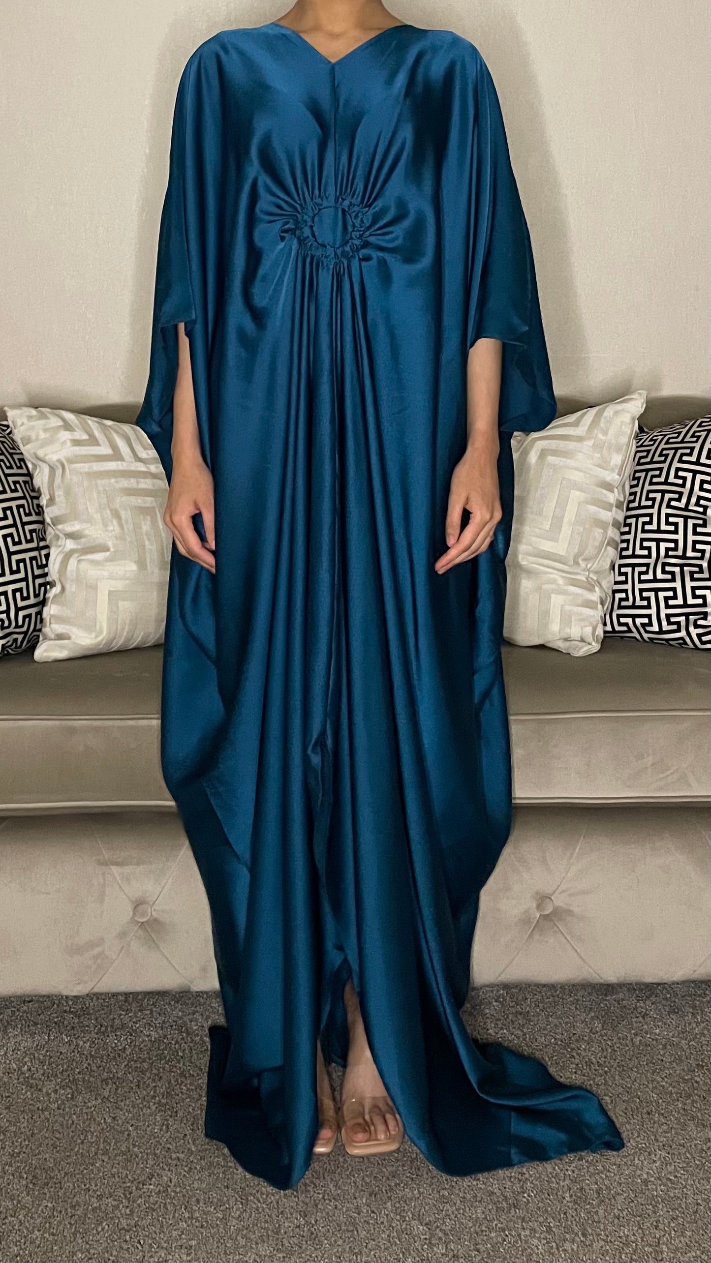 Yusra Satin Gathered Maxi Dress