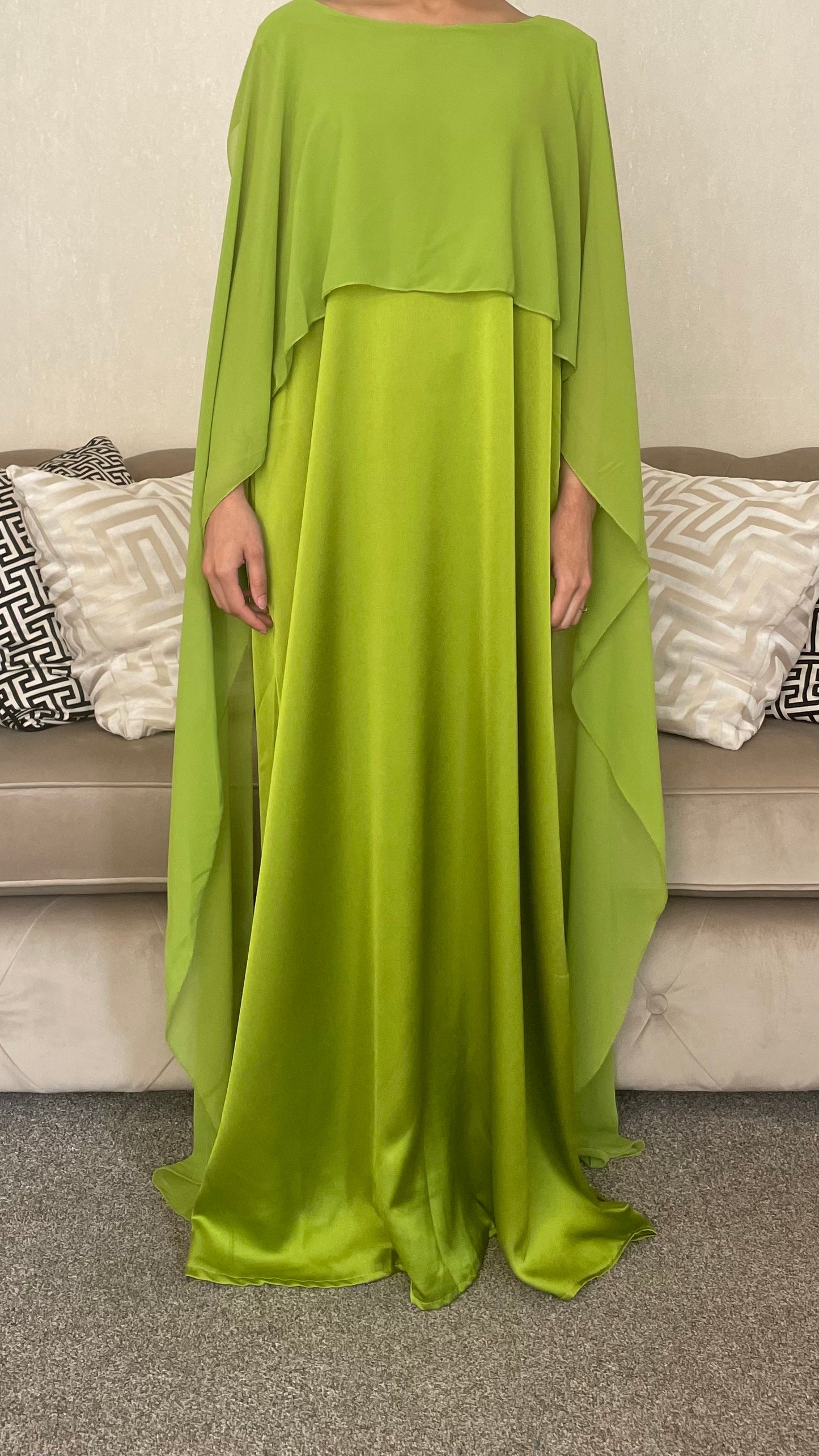 Rania Satin Maxi Cape Dress