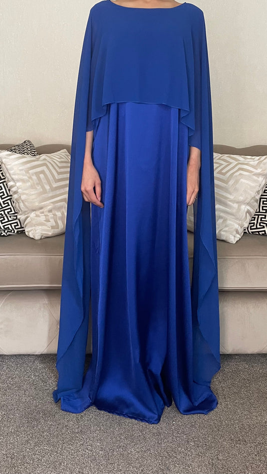 Rania Satin Maxi Cape Dress