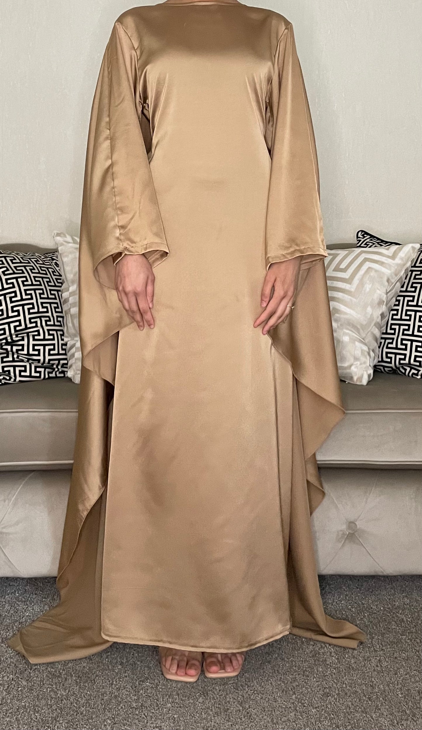 Nadia Satin Maxi Cape Dress