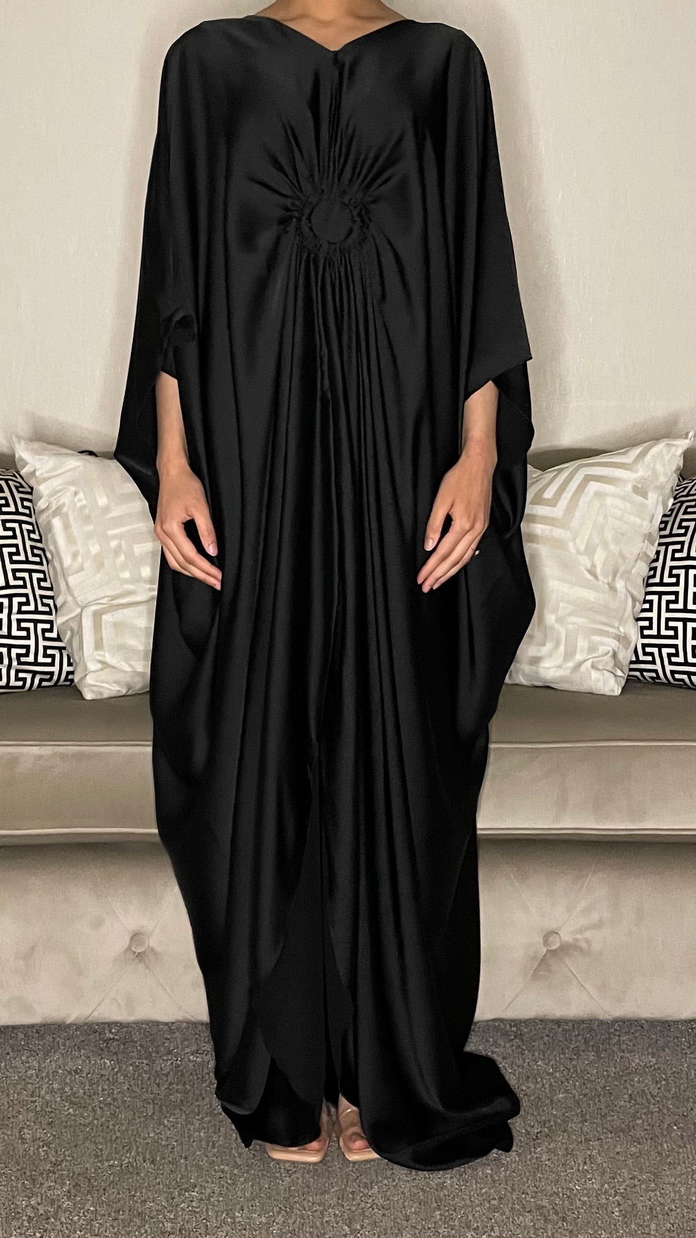 Yusra Satin Gathered Maxi Dress