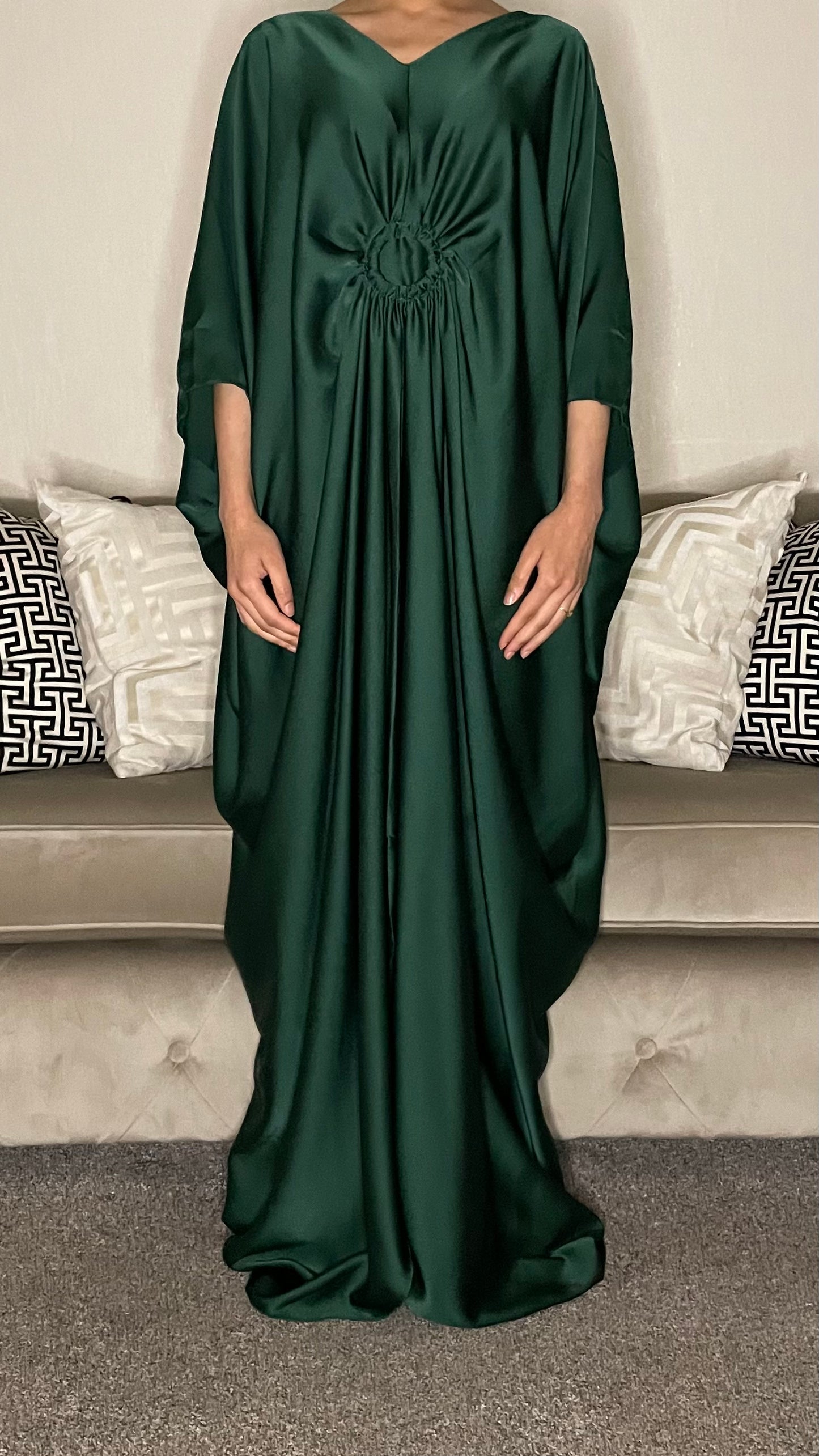 Yusra Satin Gathered Maxi Dress