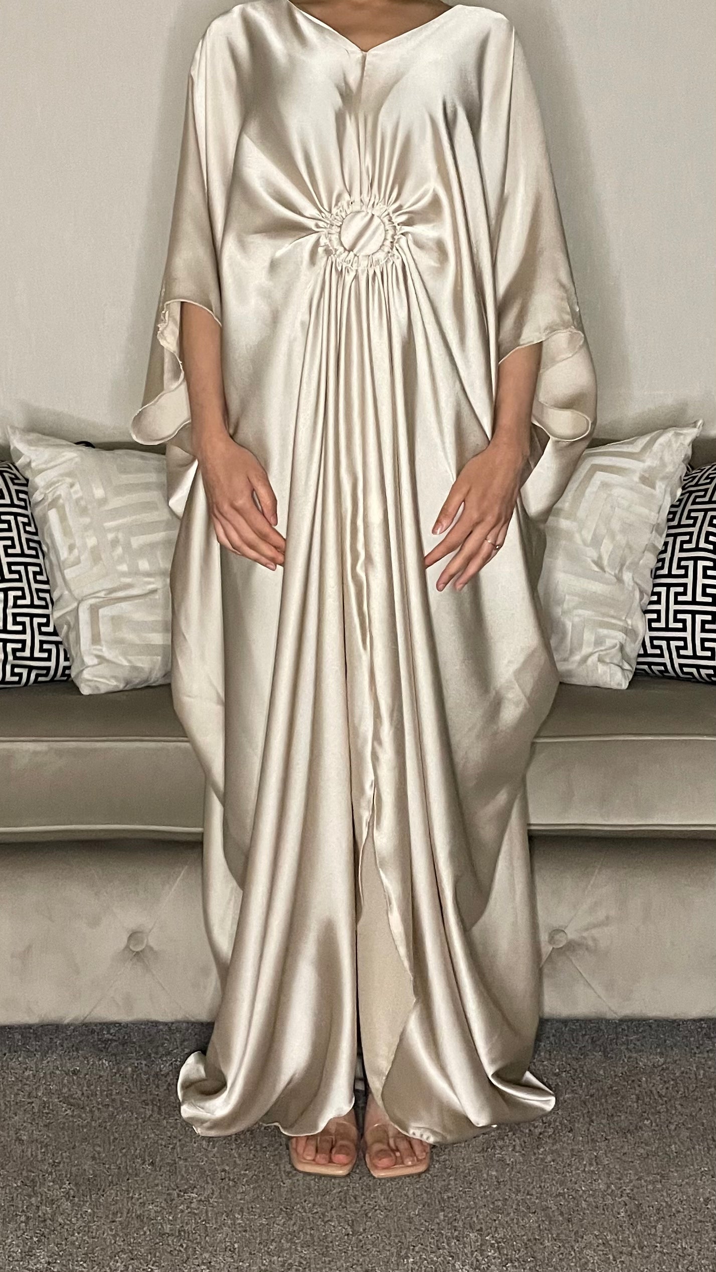 Yusra Satin Gathered Maxi Dress