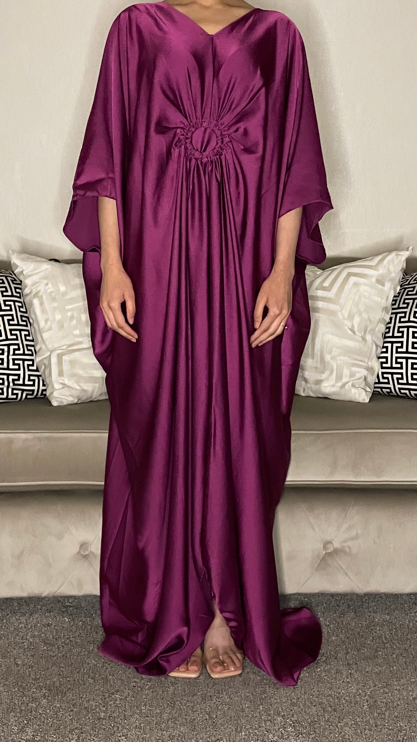 Yusra Satin Gathered Maxi Dress